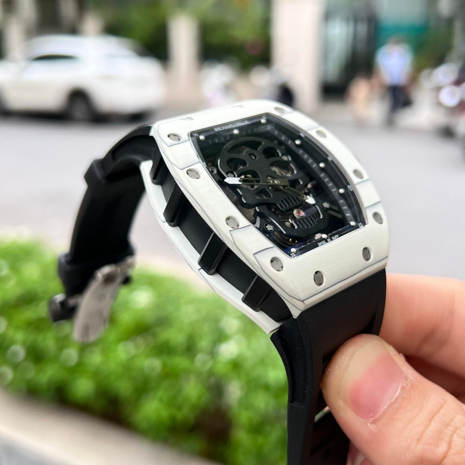 Richard Mille Watch RM052 Tourbillon Skull Carbon Rubber Strap 43mm