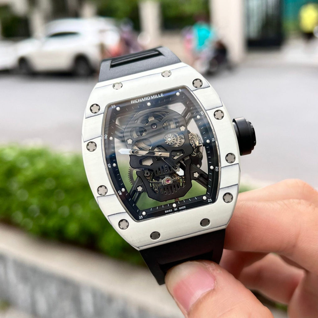 Richard Mille Watch RM052 Tourbillon Skull Carbon Rubber Strap 43mm