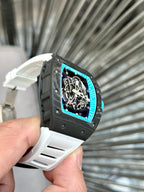 Richard Mille RM055 Watch Full Carbon White Rubber Strap  45mm