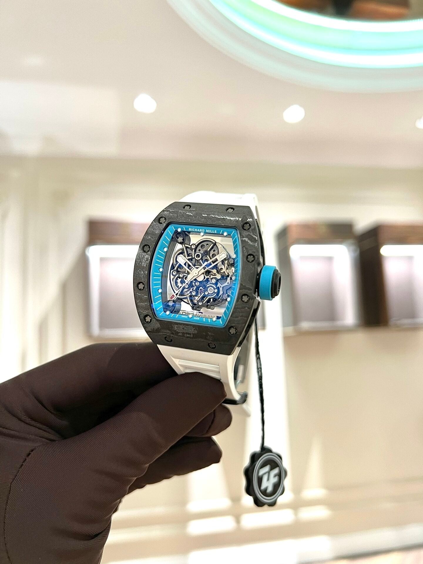 Richard Mille  Watch RM055 Carbon White Rubber Strap 45mm