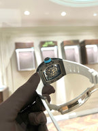 Richard Mille  Watch RM055 Carbon White Rubber Strap 45mm