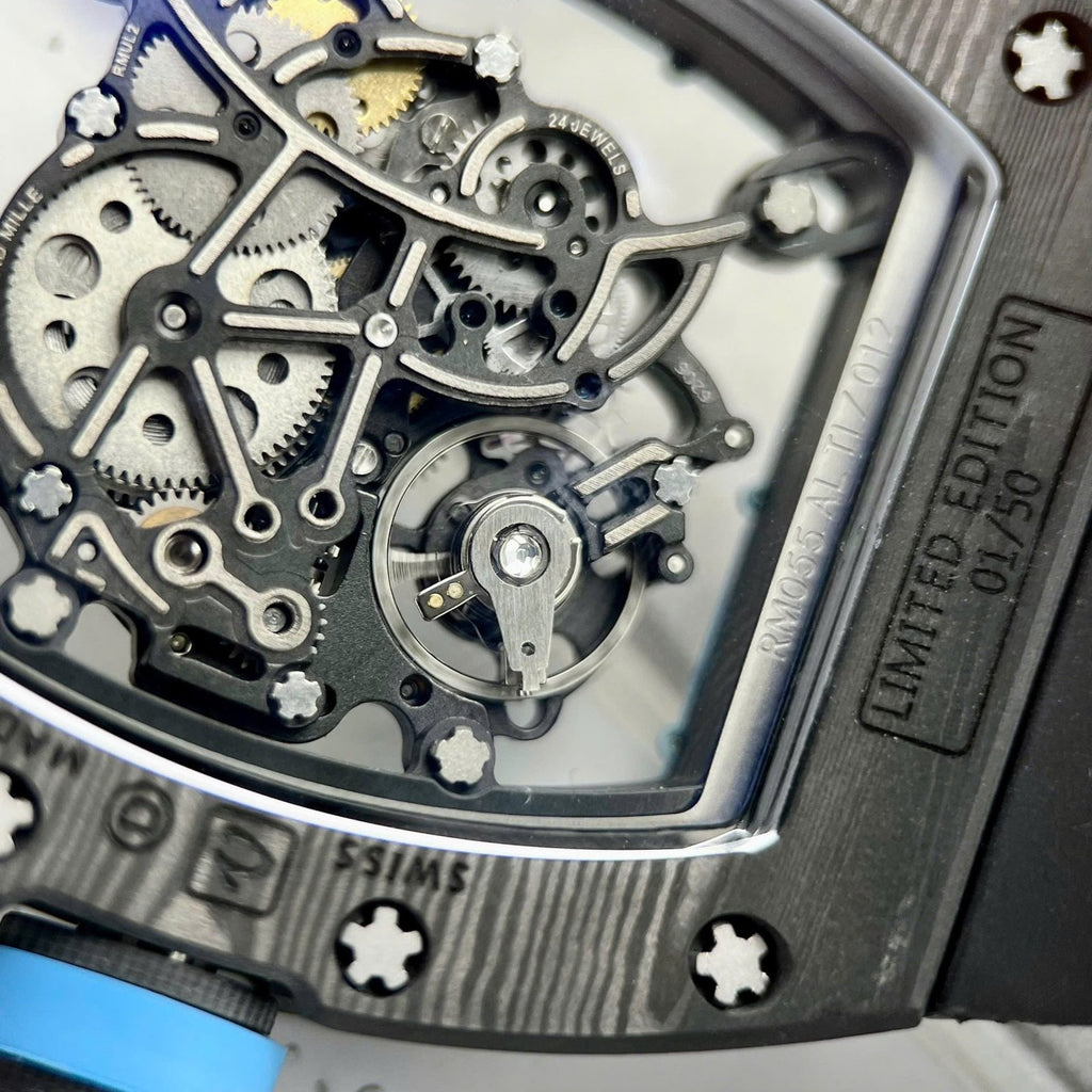 Richard Mille RM055  Watch Full Carbon Case Rubber Strap 45mm