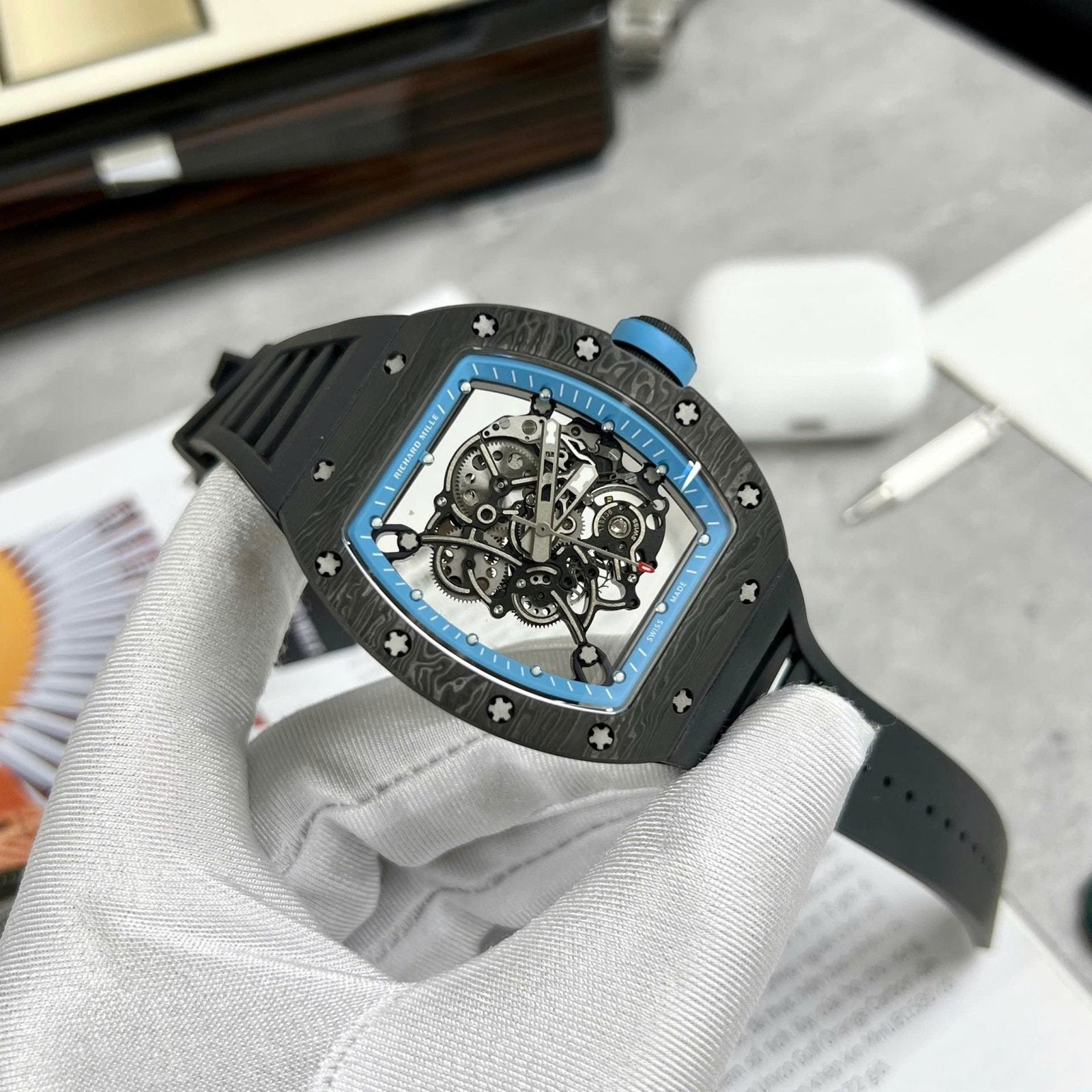 Richard Mille RM055  Watch Full Carbon Case Rubber Strap 45mm