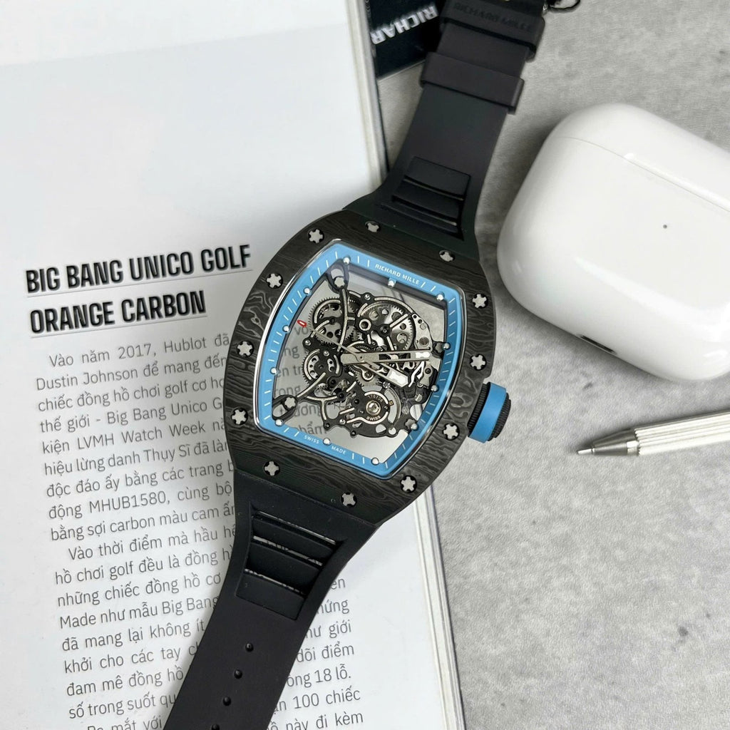 Richard Mille RM055  Watch Full Carbon Case Rubber Strap 45mm