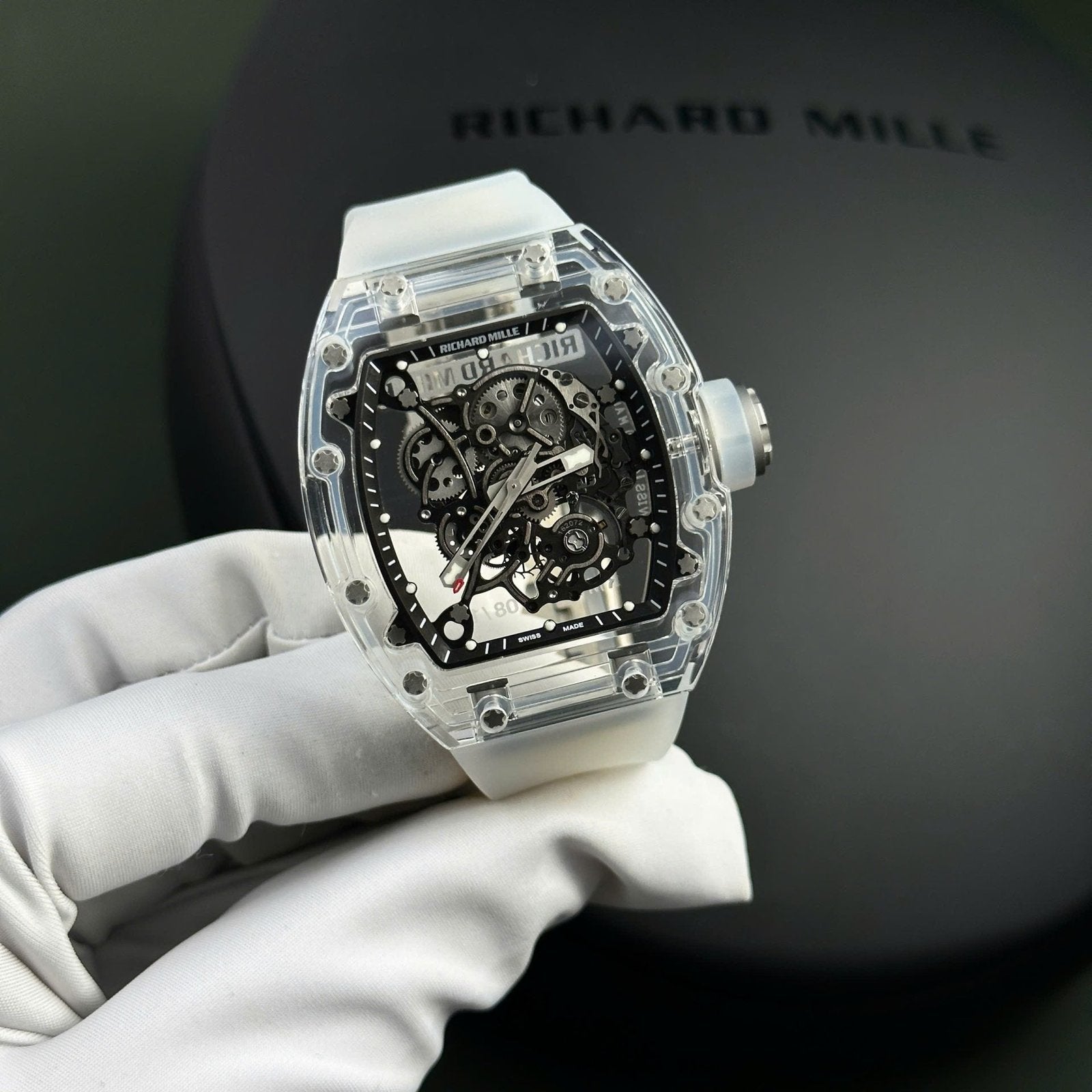 Richard Mille RM055 Sapphire Crystal Watch Rubber Strap 45mm