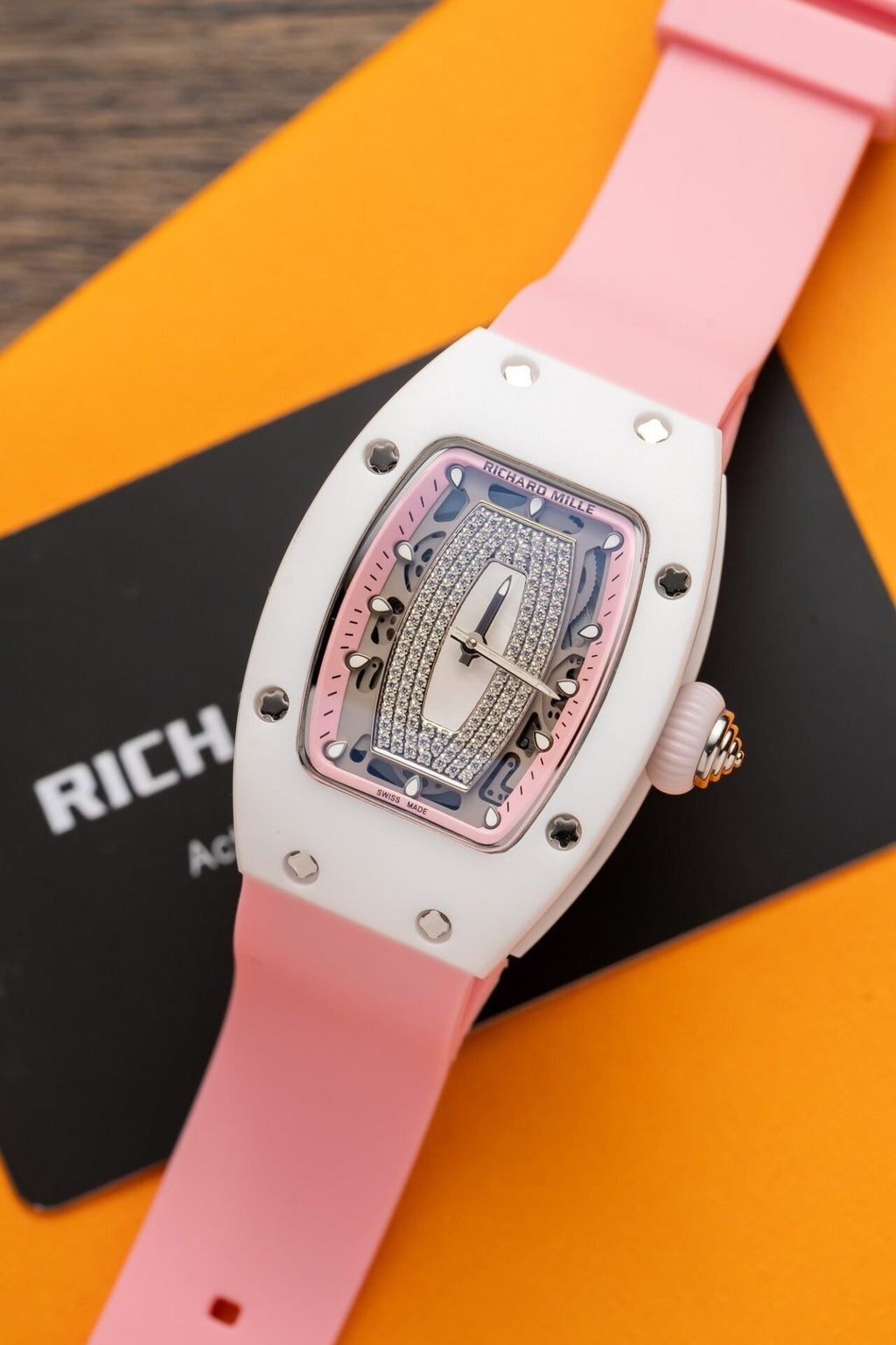 Richard Mille RM07-01 Ceramic Watch Pink Rubber Strap 36mm