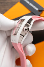 Richard Mille RM07-01 Ceramic Watch Pink Rubber Strap 36mm