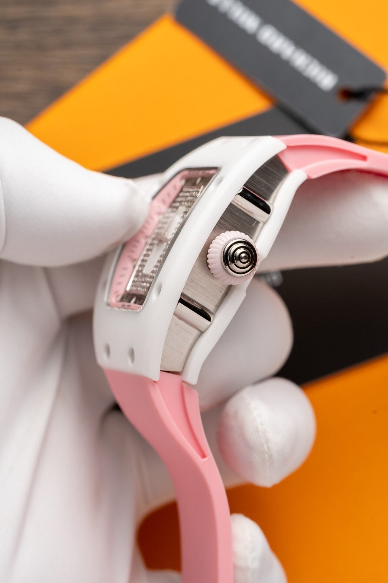 Richard Mille RM07-01 Ceramic Watch Pink Rubber Strap 36mm