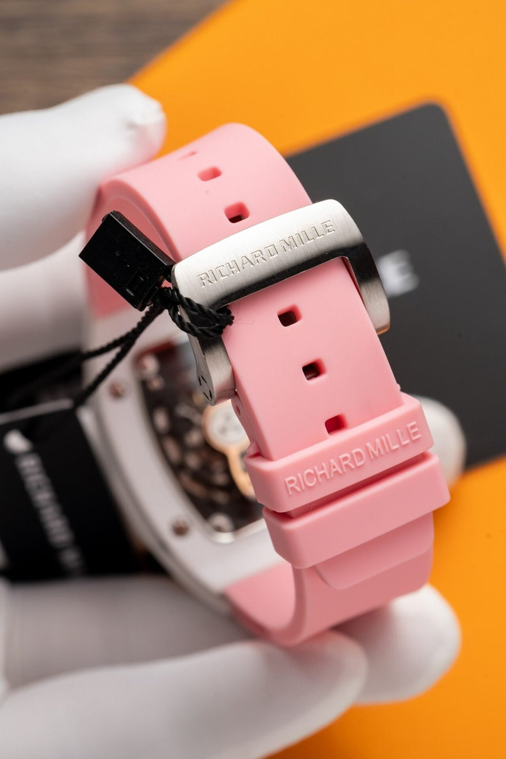 Richard Mille RM07-01 Ceramic Watch Pink Rubber Strap 36mm