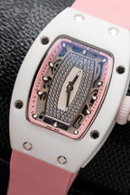 Richard Mille RM07-01 Ceramic Watch Pink Rubber Strap 36mm