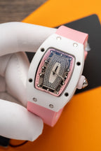 Richard Mille RM07-01 Ceramic Watch Pink Rubber Strap 36mm