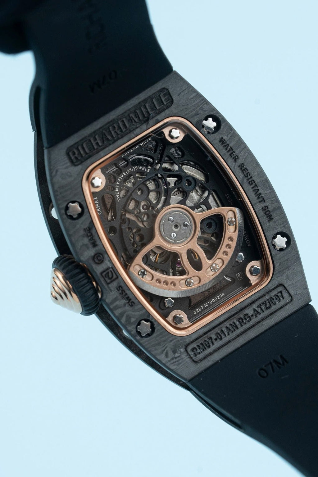 Richard Mille RM07-01 Carbon Watch Black Rubber Strap 36mm
