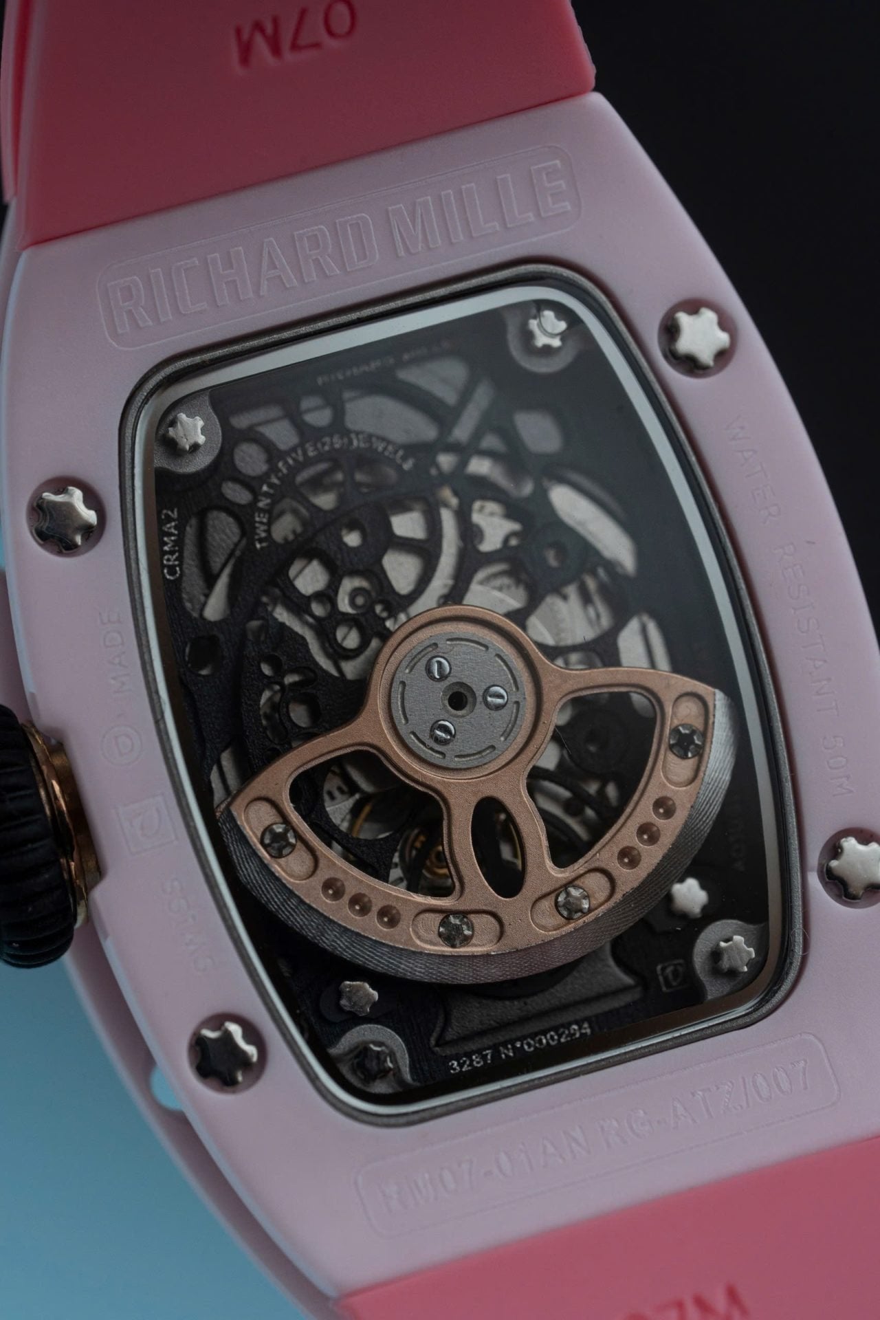 Richard Mille RM07-01 Ceramic Watch Pink Rubber Strap 36mm