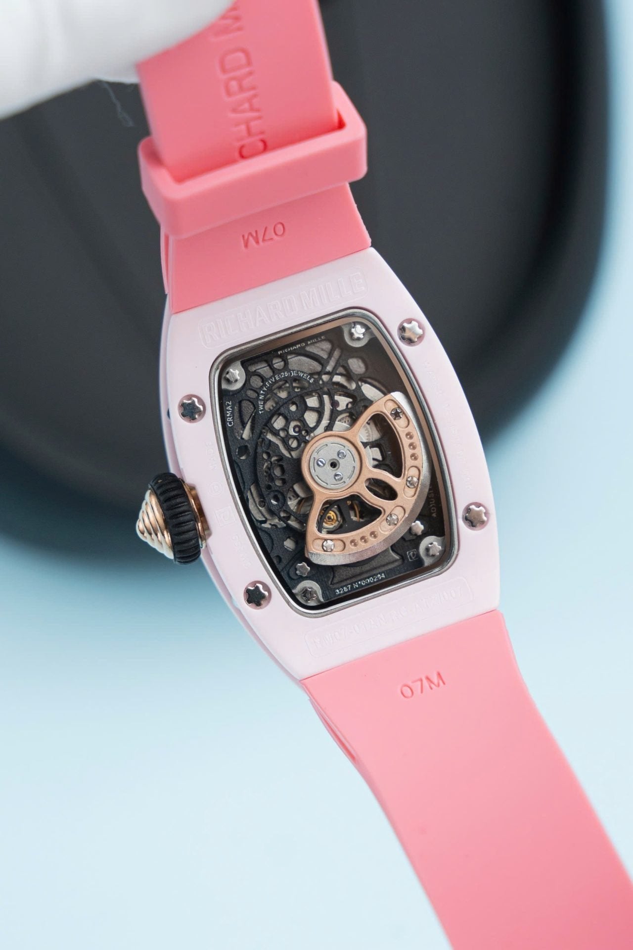 Richard Mille RM07-01 Ceramic Watch Pink Rubber Strap 36mm