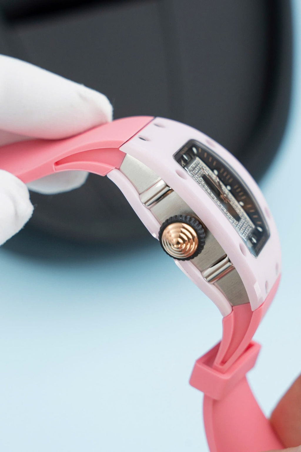 Richard Mille RM07-01 Ceramic Watch Pink Rubber Strap 36mm