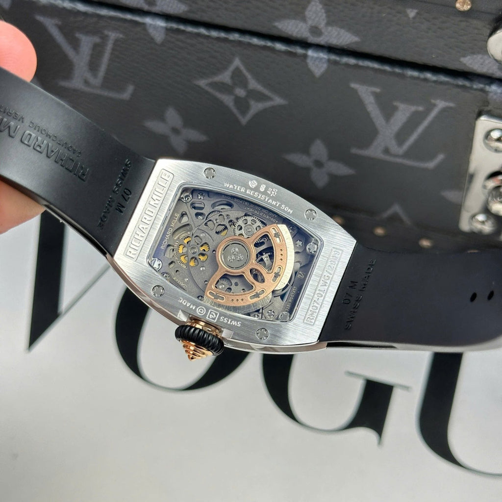 Richard Mille RM07-01 Watch Diamonds Black Rubber Strap 36mm