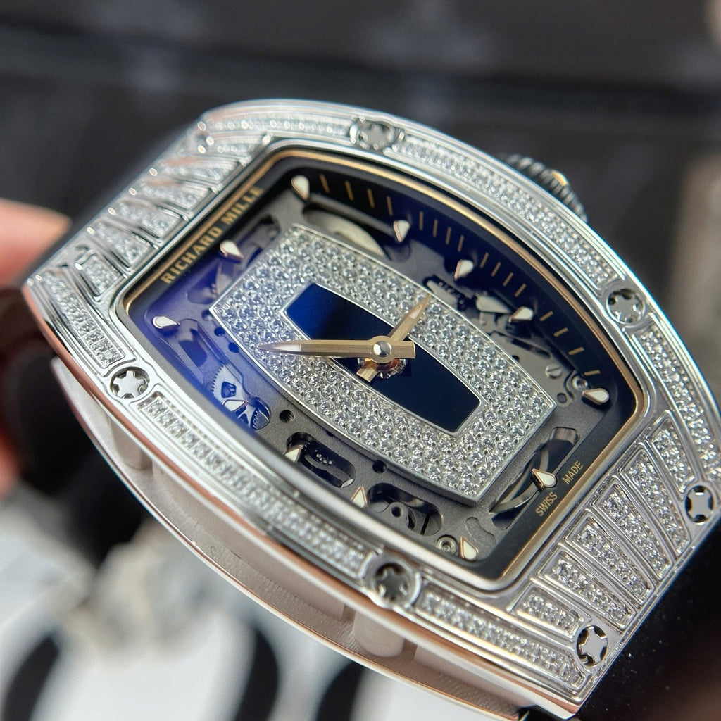Richard Mille RM07-01 Watch Diamonds Black Rubber Strap 36mm