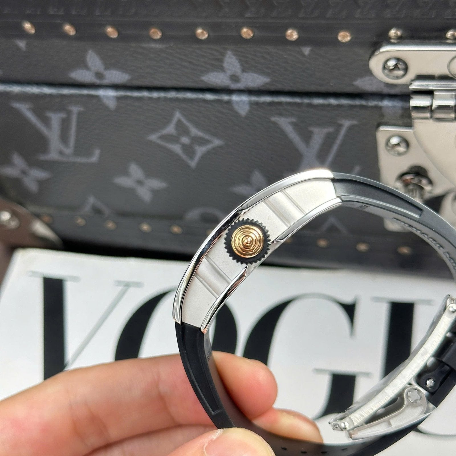 Richard Mille RM07-01 Watch Diamonds Black Rubber Strap 36mm