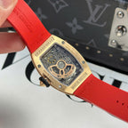 Richard Mille RM07-01 Watch Diamonds Red Rubber Strap 36mm