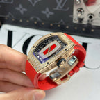 Richard Mille RM07-01 Watch Diamonds Red Rubber Strap 36mm