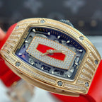 Richard Mille RM07-01 Watch Diamonds Red Rubber Strap 36mm