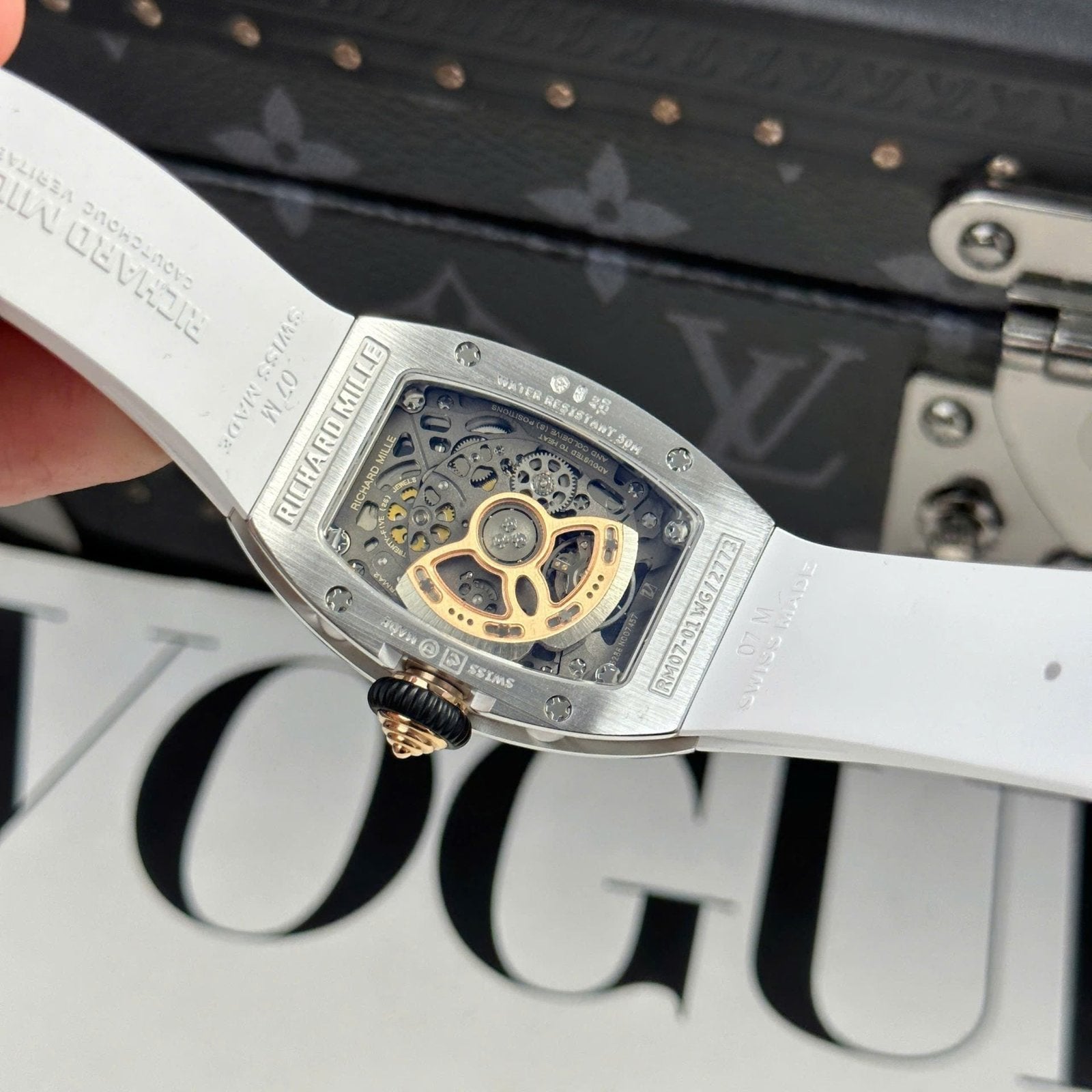Richard Mille RM07-01 Watch Diamonds White Rubber Strap 36mm