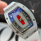 Richard Mille RM07-01 Watch Diamonds White Rubber Strap 36mm