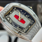 Richard Mille RM07-01 Watch Diamonds White Rubber Strap 36mm