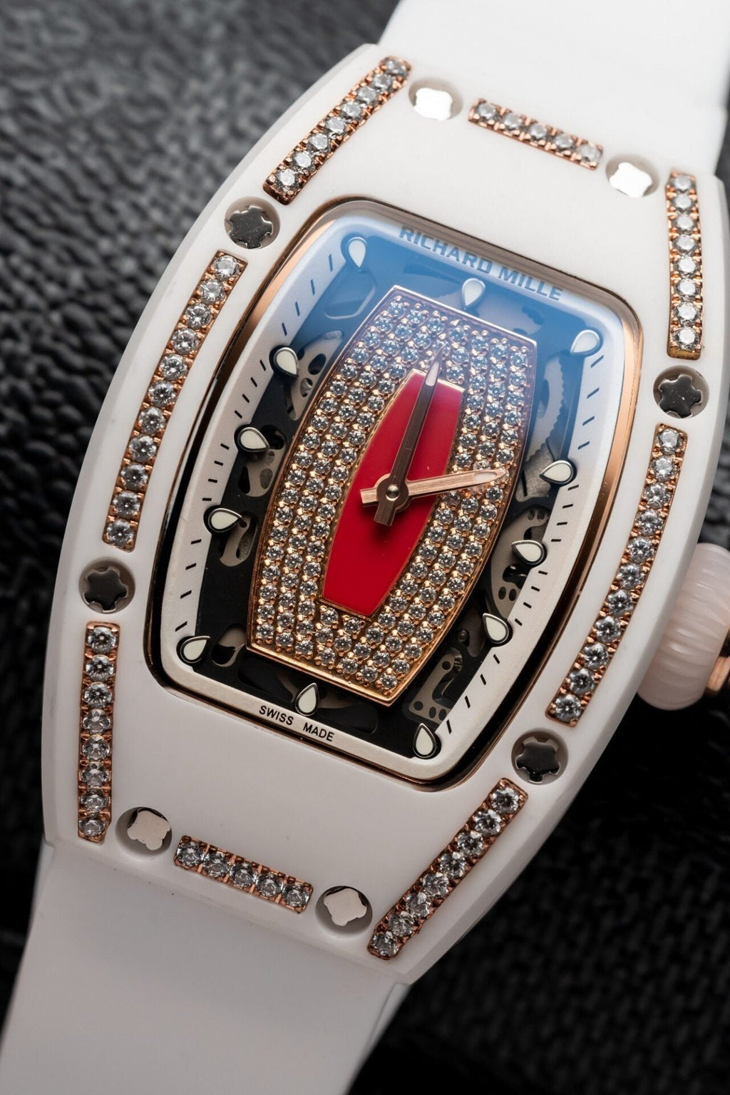 Richard Mille RM07-01  Watch With Diamonds White Ceramic Case 36mm