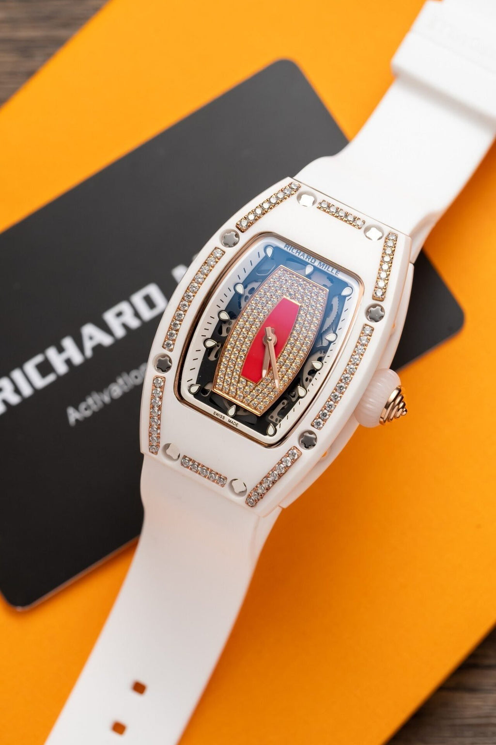 Richard Mille RM07-01  Watch With Diamonds White Ceramic Case 36mm