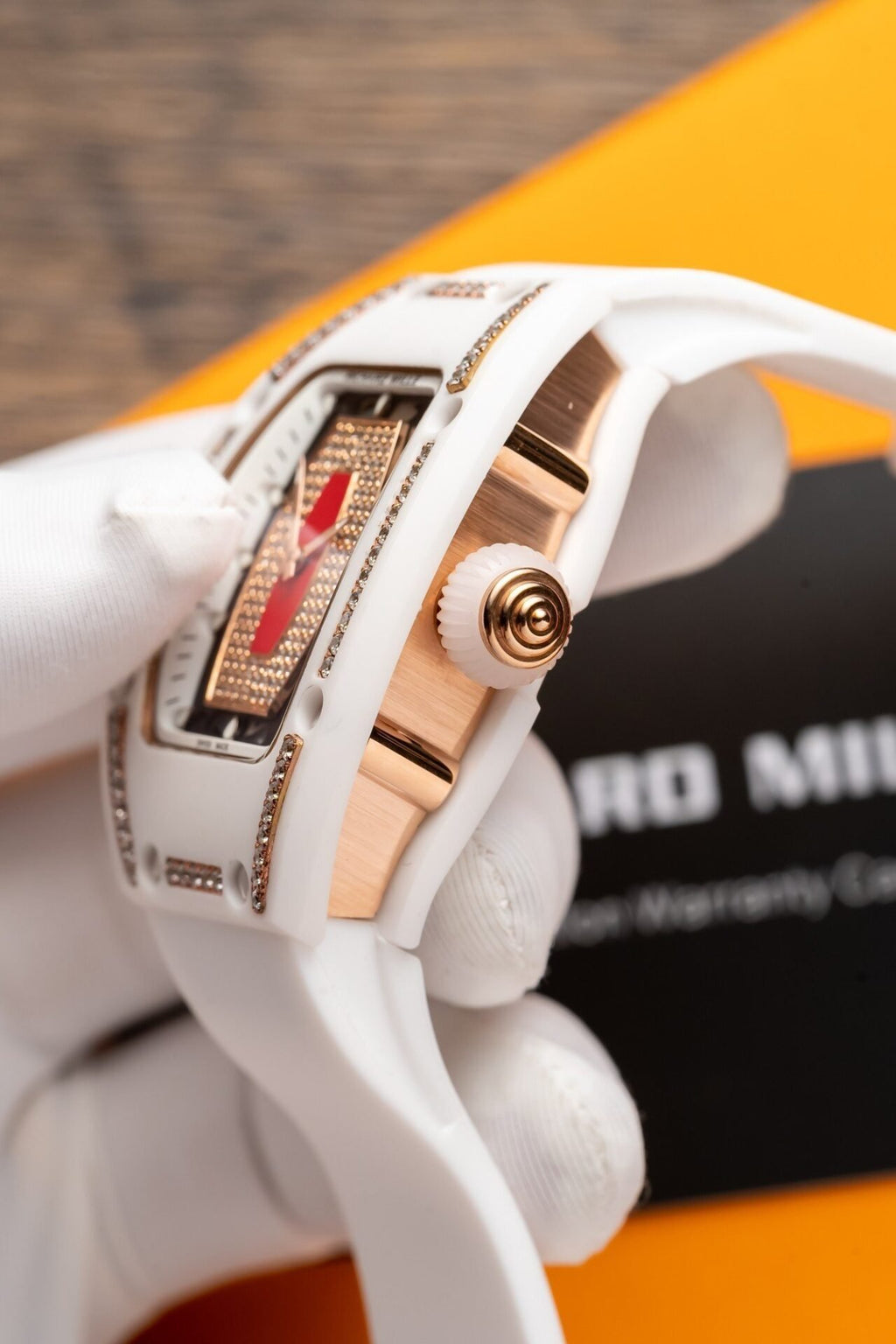 Richard Mille RM07-01  Watch With Diamonds White Ceramic Case 36mm