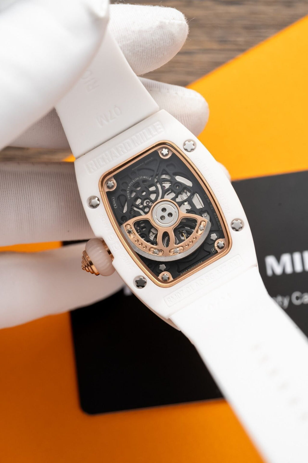 Richard Mille RM07-01  Watch With Diamonds White Ceramic Case 36mm