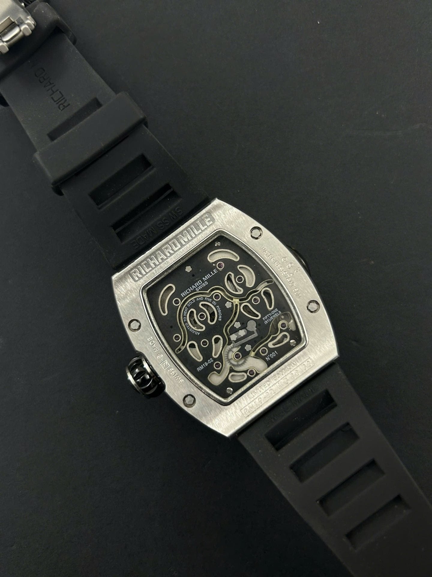 Richard Mille RM19-02  Watch Full Diamonds CZ Rubber Strap 44mm