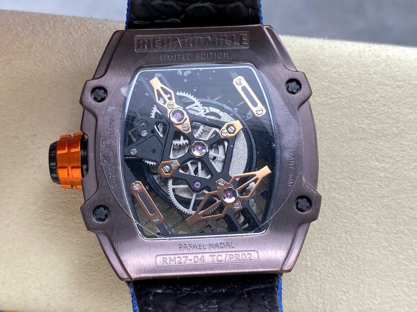 Richard Mille RM27-04 Tourbillon Rafael Nadal Super Watch Blue Fabric Strap 39x48mm