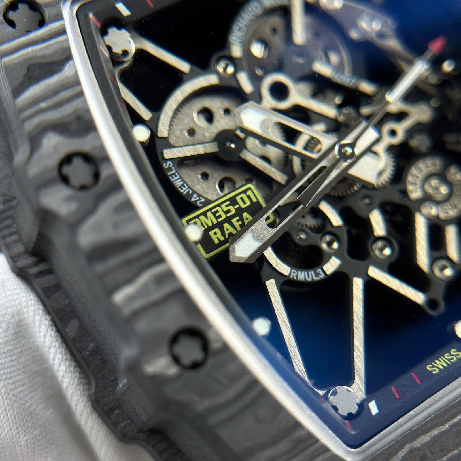 Richard Mille RM35-01 Watch Carbon Case Fabric Nato Strap 44,5x50mm