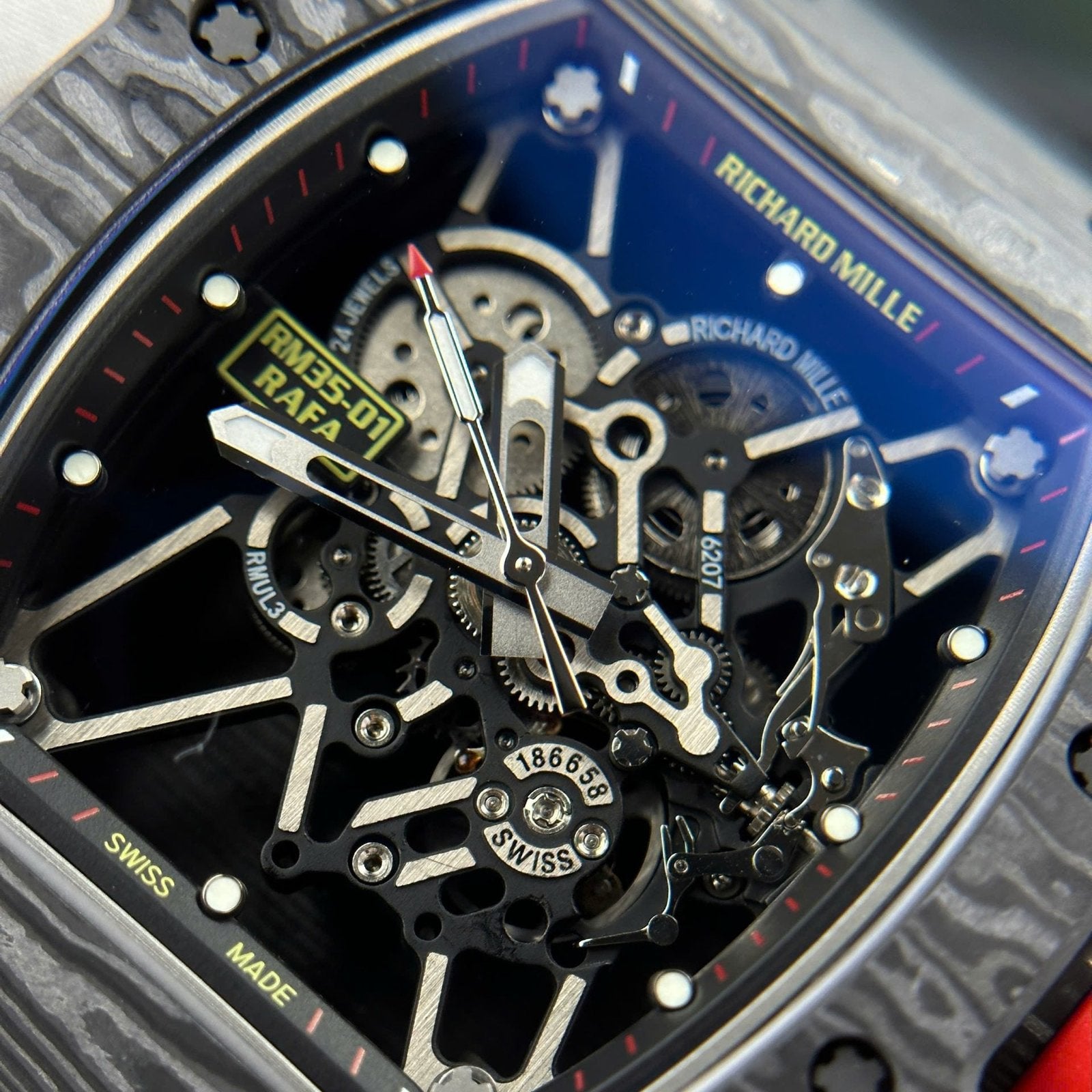 Richard Mille RM35-01 Watch Carbon Case Fabric Nato Strap 44,5x50mm