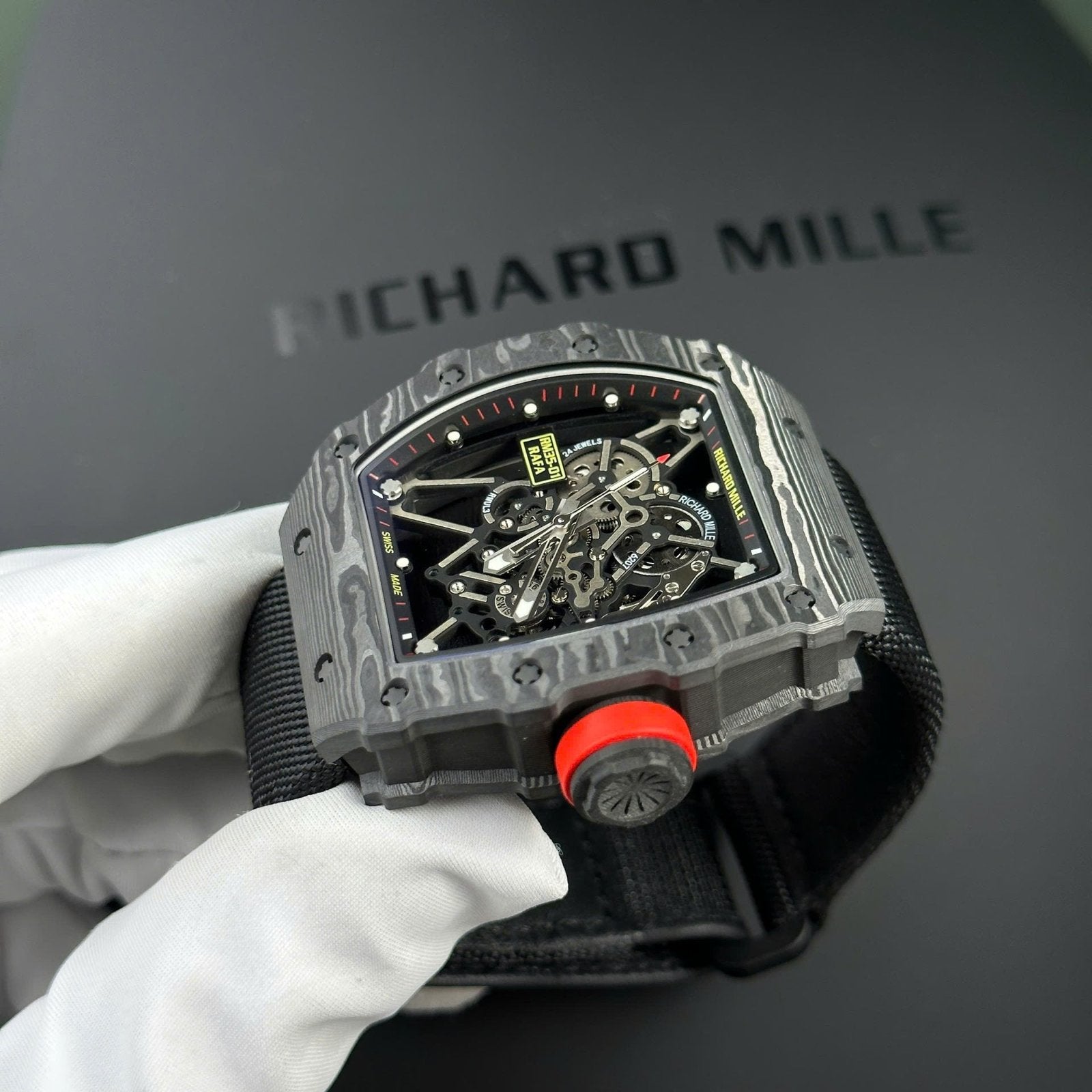 Richard Mille RM35-01 Watch Carbon Case Fabric Nato Strap 44,5x50mm