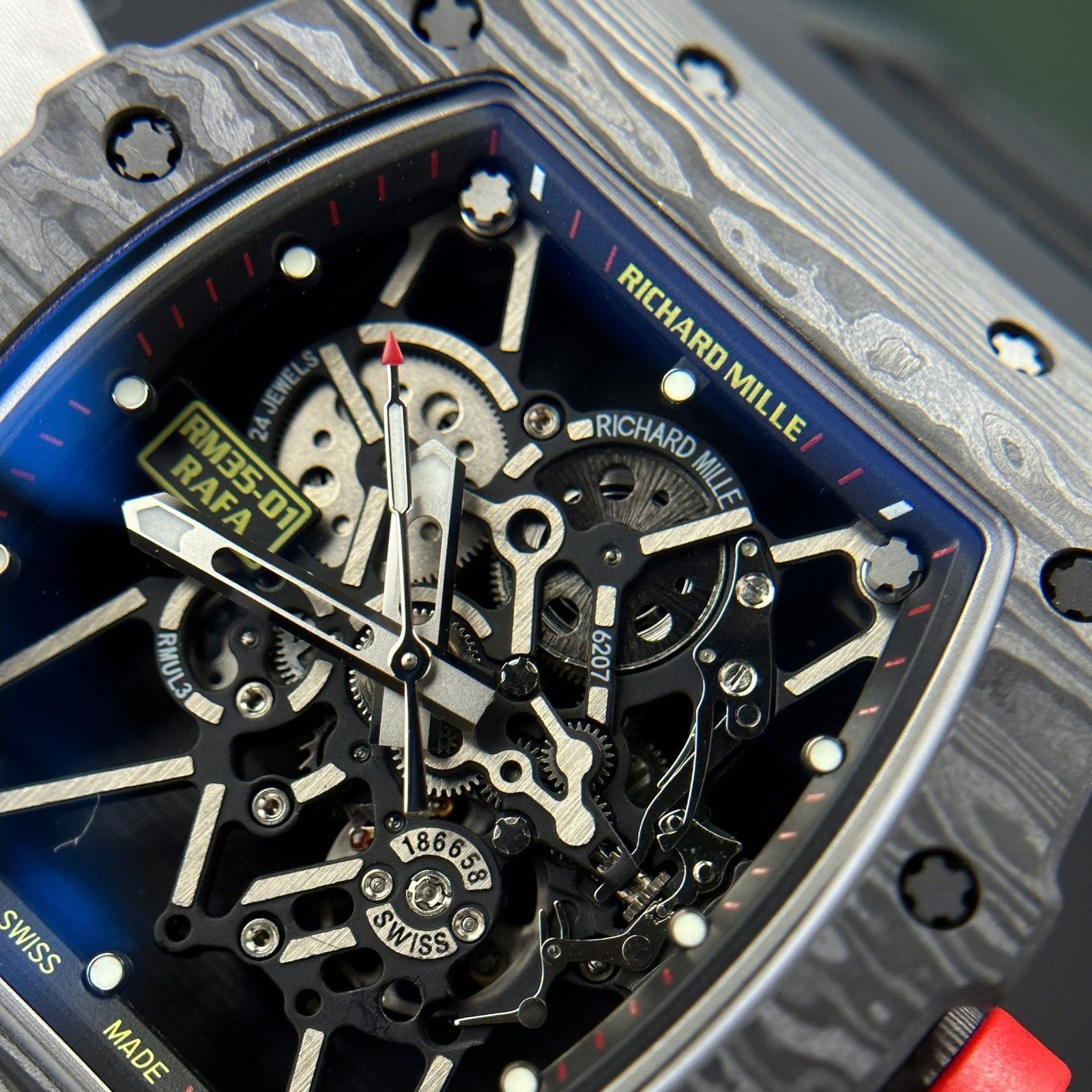 Richard Mille RM35-01 Watch Carbon Case Fabric Nato Strap 44,5x50mm