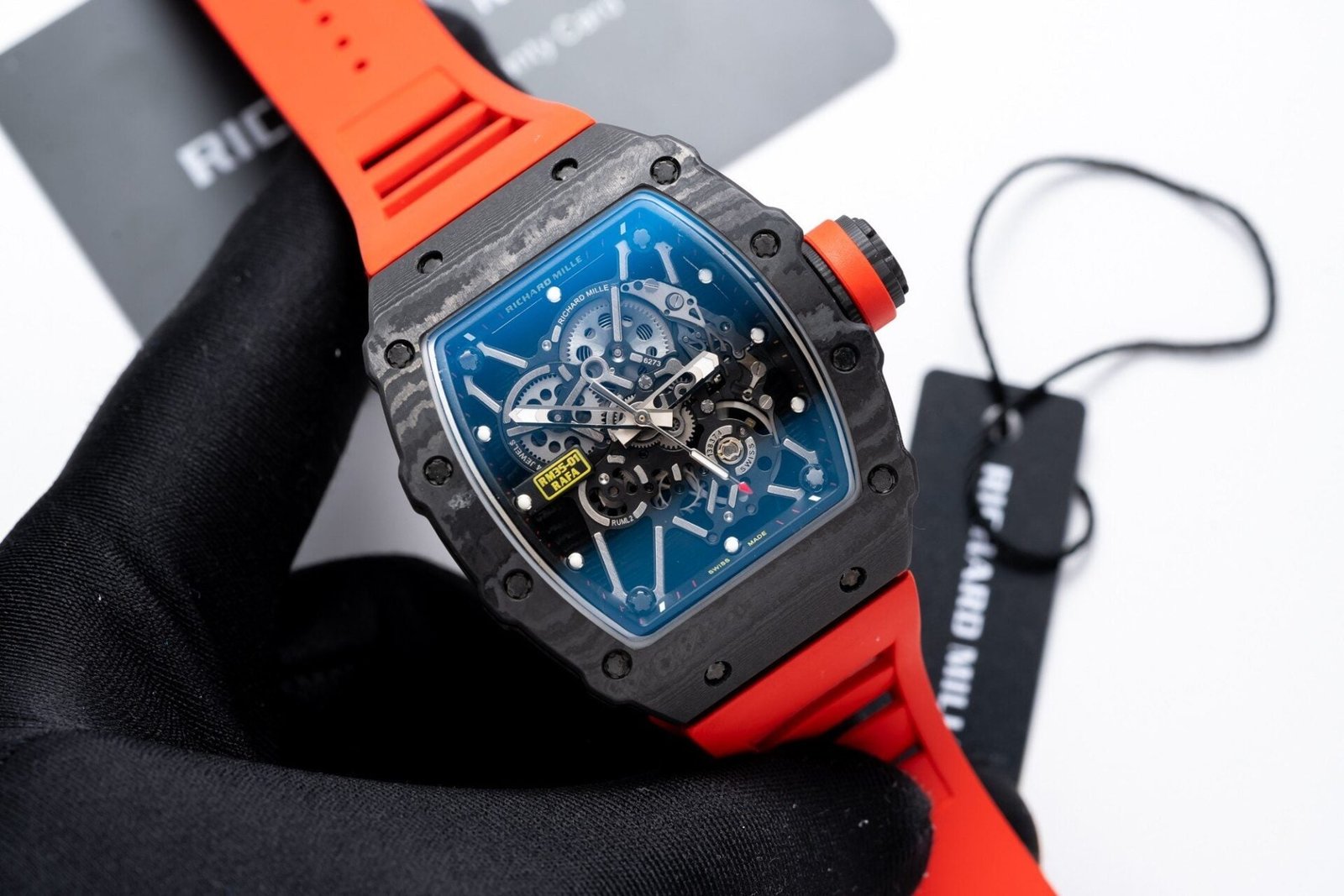 Richard Mille RM35-01 Watch Red Rubber Strap 45mm