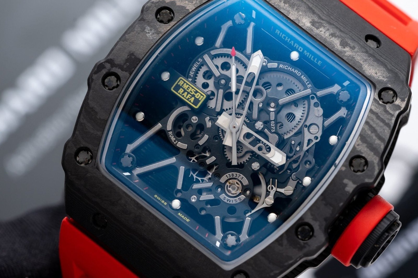Richard Mille RM35-01 Watch Red Rubber Strap 45mm