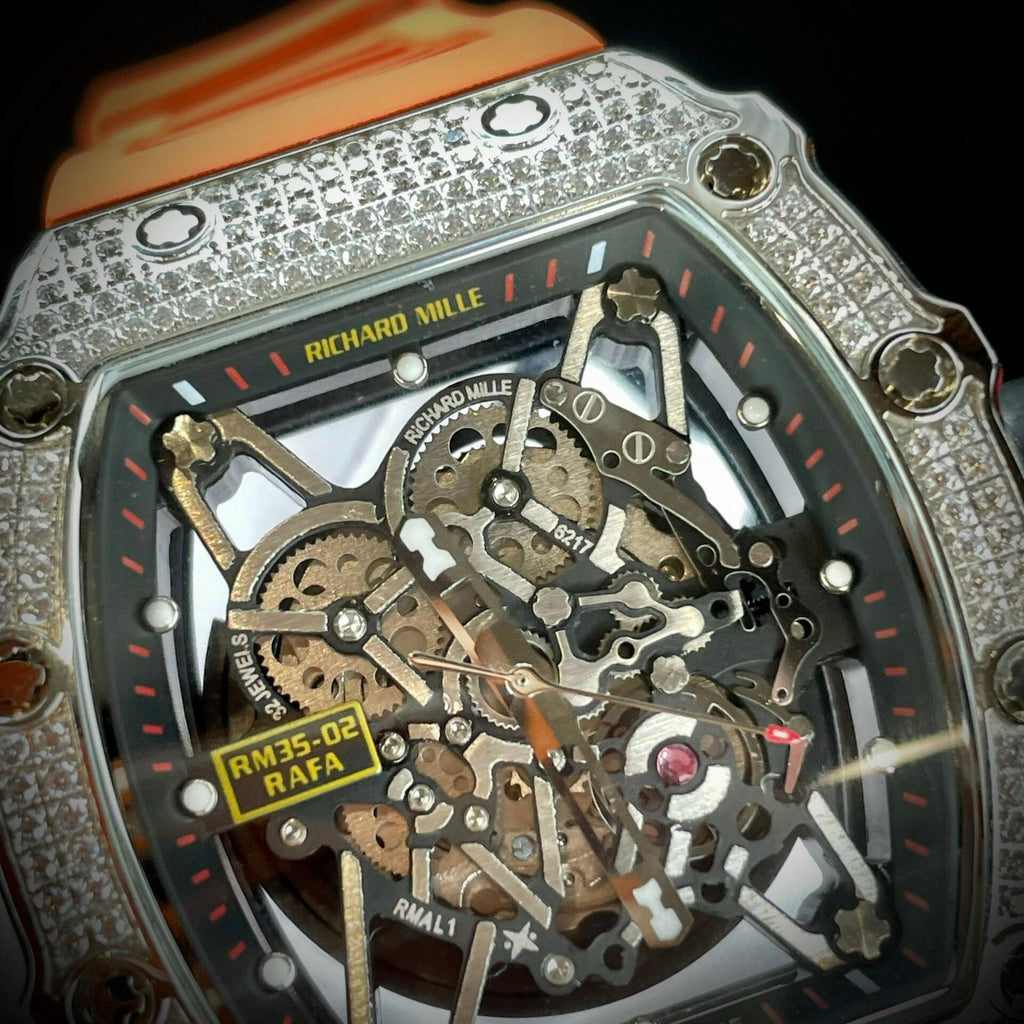 Richard Mille RM35-02 Watch Orange Rubber Strap 44mm