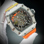 Richard Mille RM35-02 Watch Orange Rubber Strap 44mm