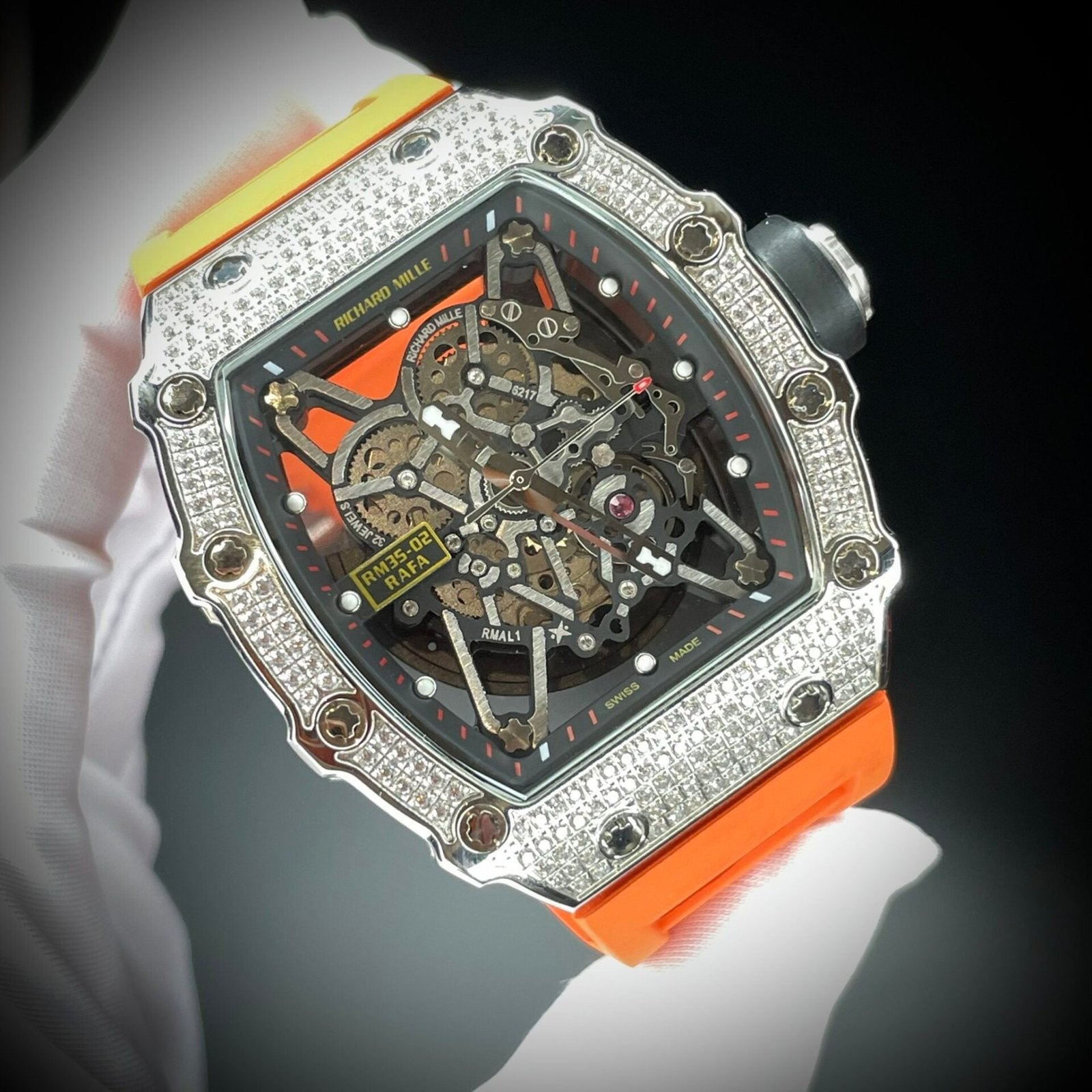 Richard Mille RM35-02 Watch Orange Rubber Strap 44mm