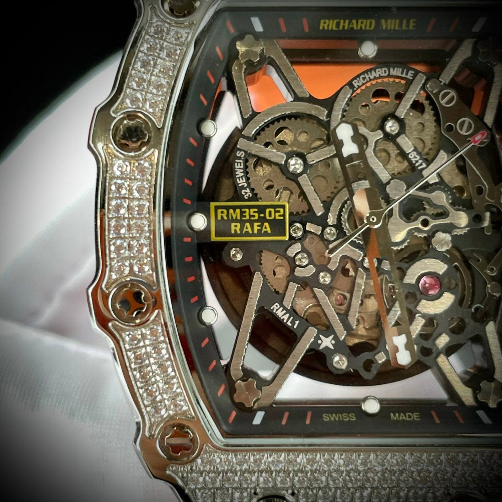 Richard Mille RM35-02 Watch Orange Rubber Strap 44mm