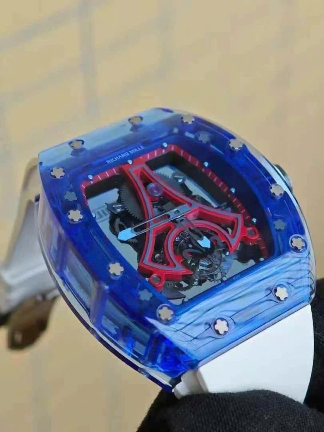 Richard Mille RM52-03 Paris Saint-Germain Tourbillon Watch Bark Sapphire Blue 40x48mm