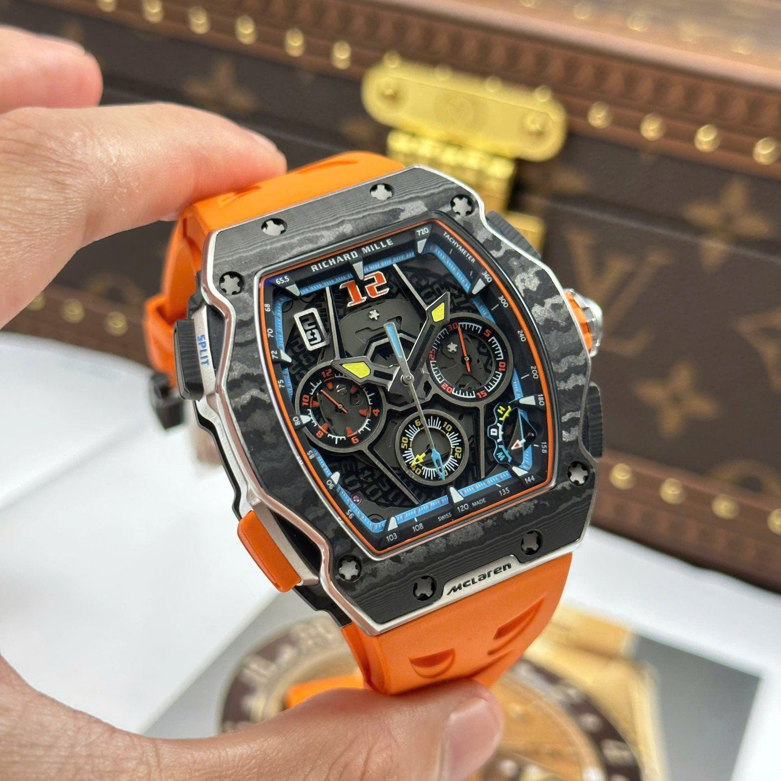 Richard Mille RM65-01 Orange Watch Rubber Strap 44,5×49,9mm