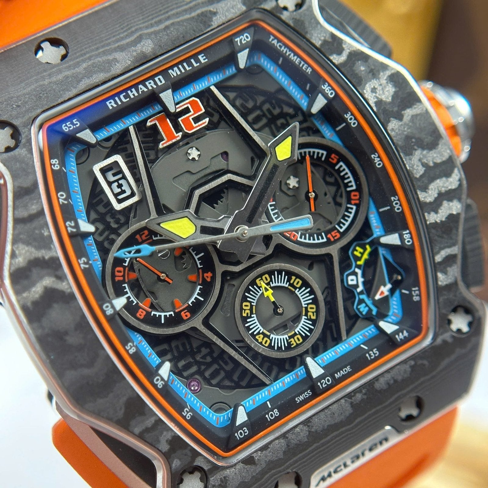 Richard Mille RM65-01 Orange Watch Rubber Strap 44,5×49,9mm