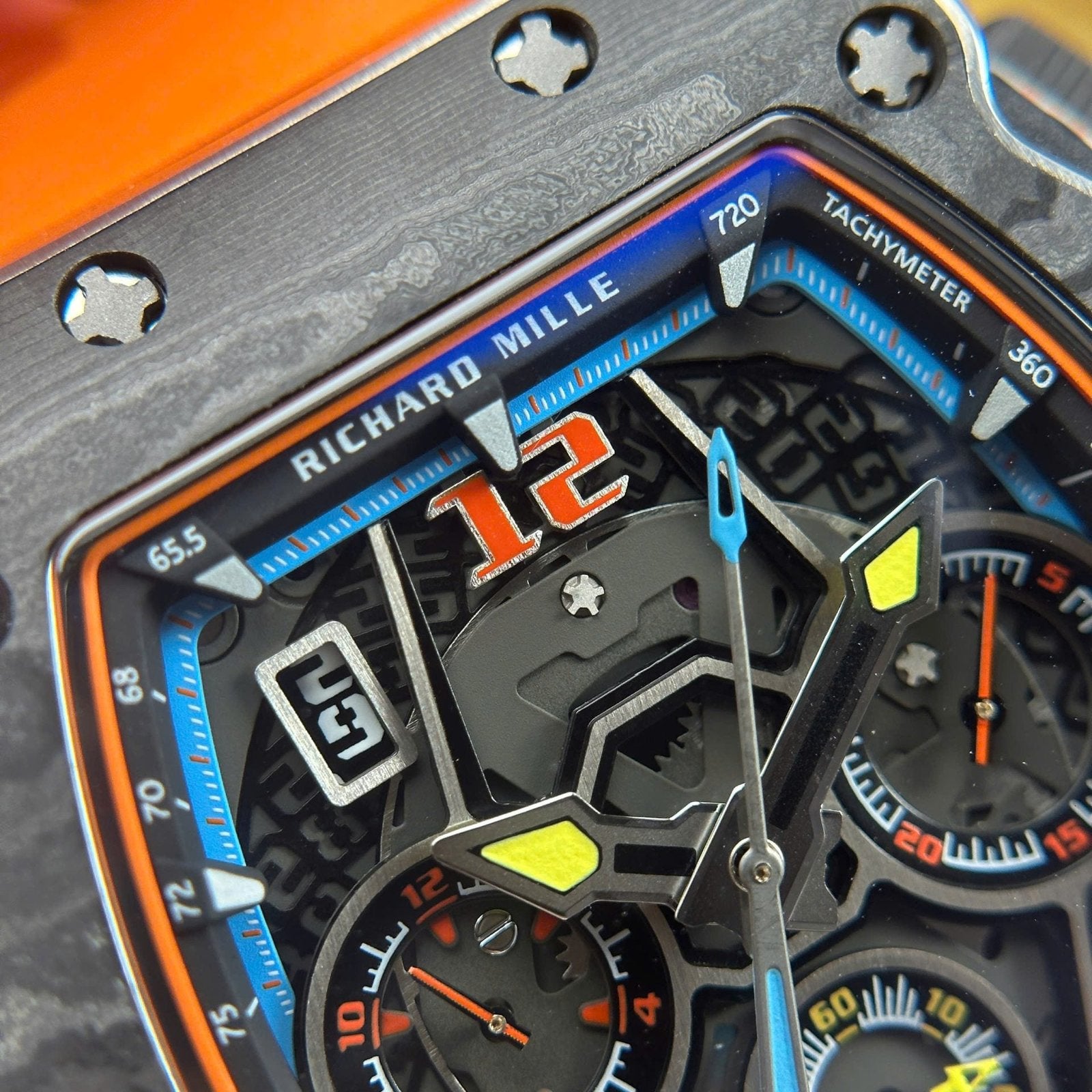Richard Mille RM65-01 Orange Watch Rubber Strap 44,5×49,9mm