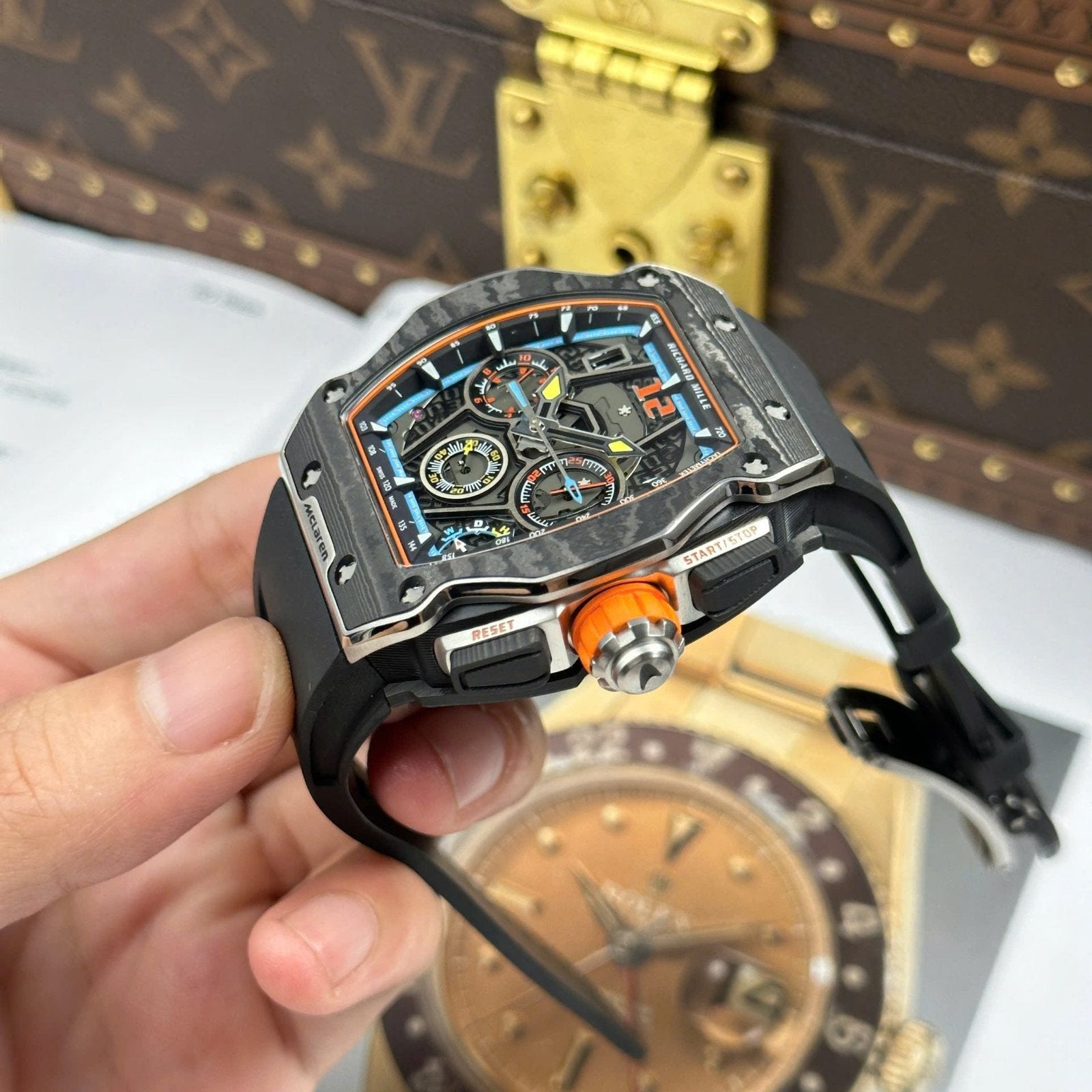 Richard Mille RM65-01 Carbon  Watch Black Rubber Strap 44,5×49,9mm