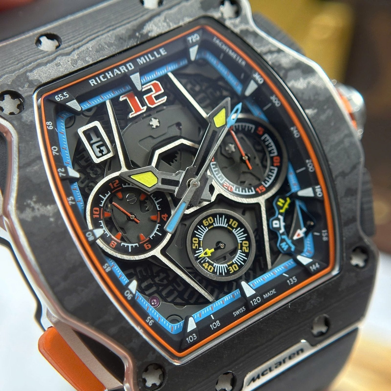 Richard Mille RM65-01 Carbon  Watch Black Rubber Strap 44,5×49,9mm
